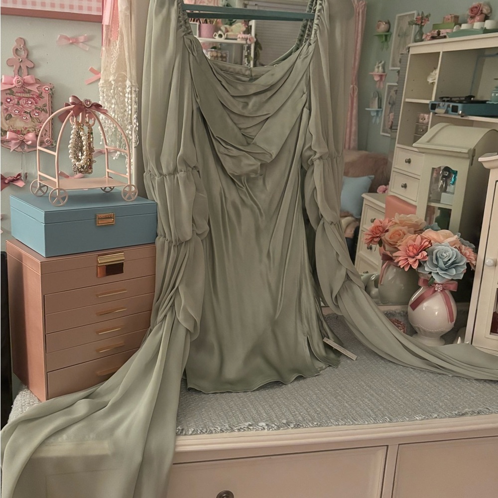 For Love & Lemons sage green long sleeve elven dress - Picture 8 of 10